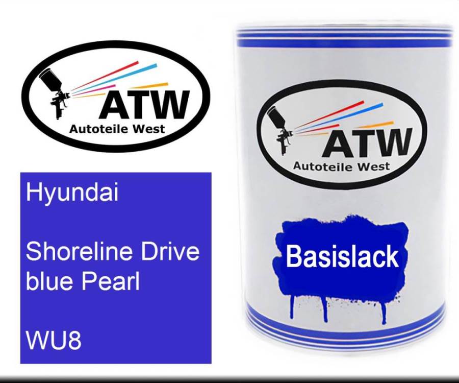 Hyundai, Shoreline Drive blue Pearl, WU8: 500ml Lackdose, von ATW Autoteile West.